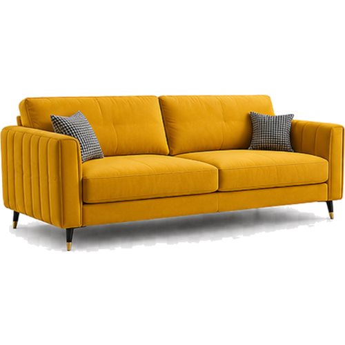 3-seater fabric sofa, bold yellow